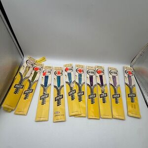 Lot of 10 Vintage Conmar No Snag Metal Zippers 20-24 Inch Mixed Colors Deadstock